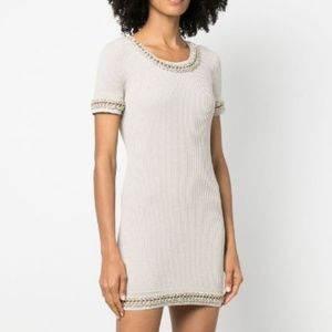 Chanel vintage chain-trim ribbed-knit dress XS